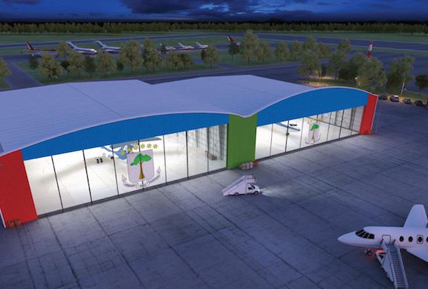 Steel building hangar rendering